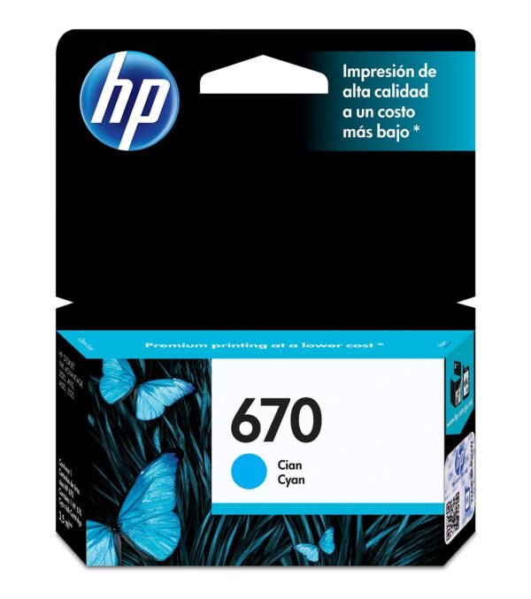 Cartucho de Tinta HP CZ116AL 670 Cian, Original + (Fecha Pasada)
