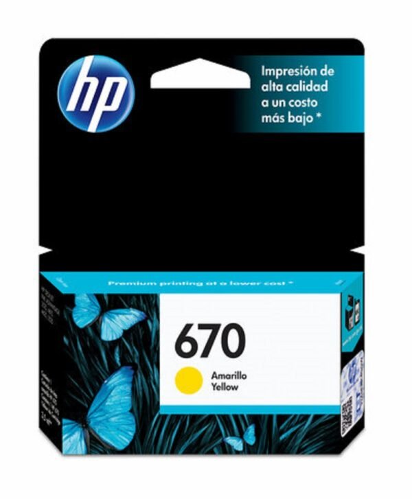 Cartucho de Tinta HP CZ116AL 670 Amarillo, Original + (Fecha Pasada)