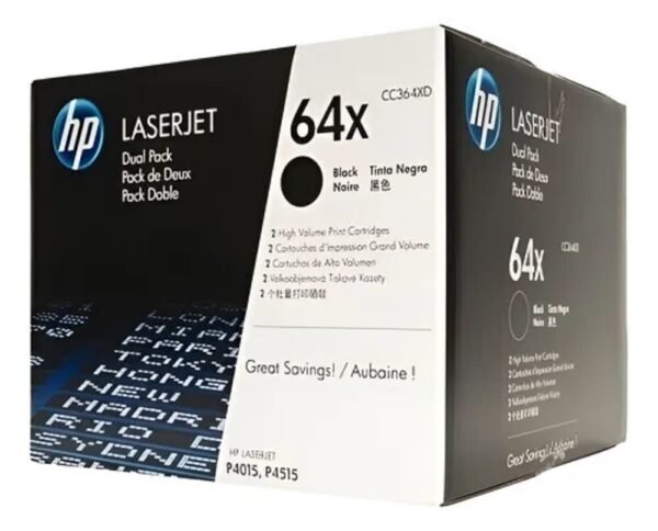 Cartucho de Tóner HP CC364XD 64XD Dual Negro, Original