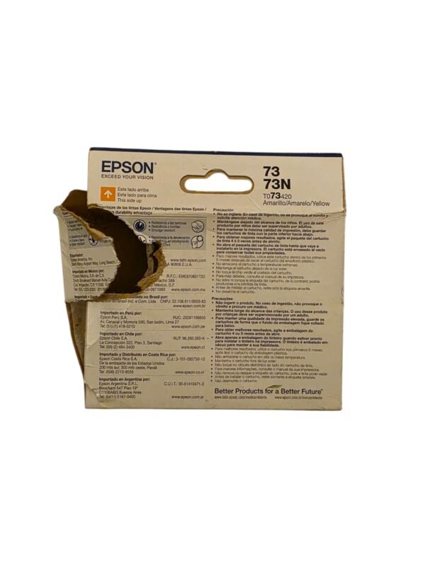 Cartucho de Tinta Epson T073420 73N Amarillo, Original *Caja Dañada/Fecha Pasada