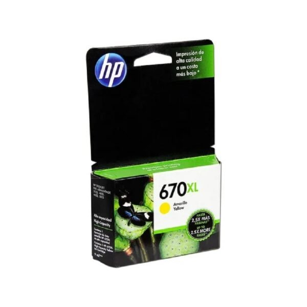 Cartucho de Tinta HP 670XL (CZ120AL) Amarillo, Original *Fecha Pasada