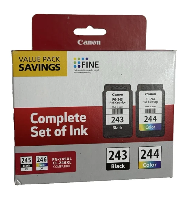 s-l1200.webp Kit Cartucho de Tinta Canon 243 244 Negro y Tricolor, Original #Fecha Pasada